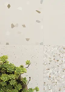Effekt terrazzo, Farve hvid, Grundflise, Glaseret porcelænsstentøj, 30x30 cm, Overflade skridsikker