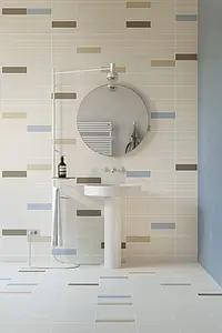 Background tile, Effect unicolor, Color white, Style designer, Unglazed porcelain stoneware, 7x28 cm, Finish antislip