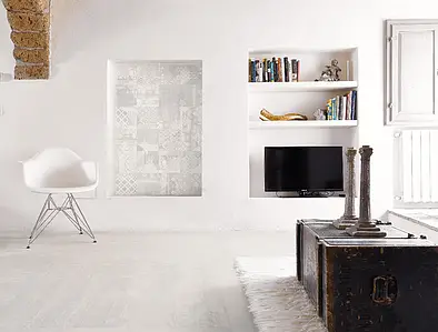 Bakgrunnsflis, Farge hvit, Glasert porselenssteintøy, 120x120 cm, Overflate sklisikker