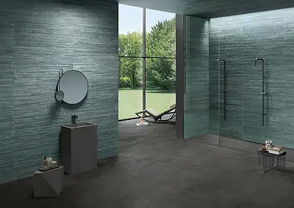 Grundflise, Effekt beton, Farve sort, Glaseret porcelænsstentøj, 60x120 cm, Overflade skridsikker