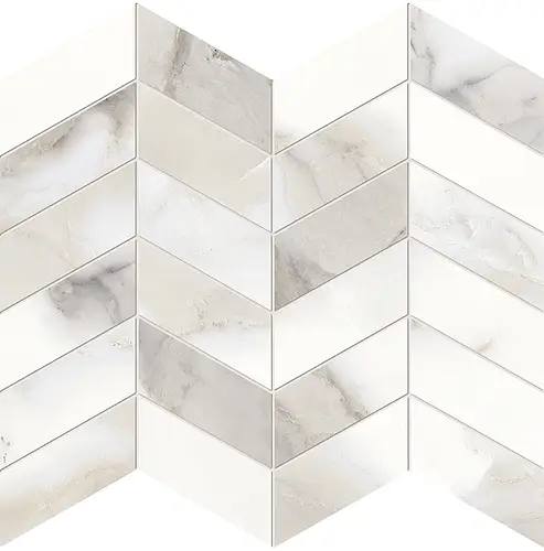 Ceramiche Provenza, Unique Marble, EL93_UniqueMarbleMosaicoArrowsCalacattaRegaleSilktech