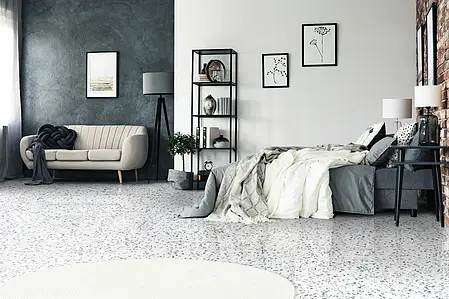 Background tile, Color grey,white, Engineered stone, 100x100 cm, Finish polished
