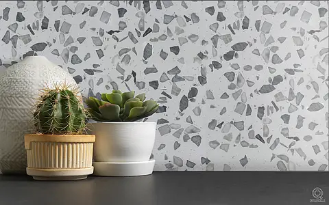 Background tile, Color grey,white, Engineered stone, 60x100 cm, Finish Honed