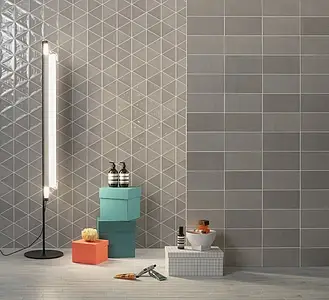 Background tile, Effect unicolor, Color grey, Ceramics, 13.2x26.6 cm, Finish glossy