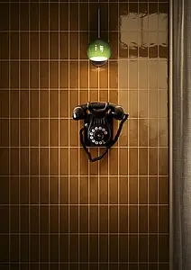 Background tile, Color brown, Glazed porcelain stoneware, 5x15 cm, Finish glossy