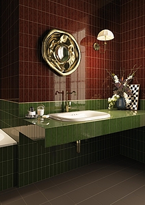 Background tile, Color red, Glazed porcelain stoneware, 5x15 cm, Finish glossy