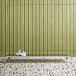Effect eenkleurig, Kleur groene, Basistegels, Keramiek, 5x25 cm, Oppervlak mat