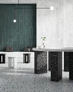 Background tile, Effect brick, Color green,grey, Glazed porcelain stoneware, 5.6x23.2 cm, Finish matte