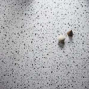 Background tile, Effect terrazzo, Color grey,white, Glazed porcelain stoneware, 18.6x18.6 cm, Finish antislip