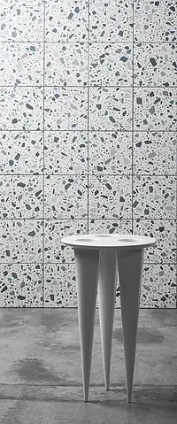 Background tile, Effect terrazzo, Color white,multicolor, Glazed porcelain stoneware, 18.6x18.6 cm, Finish antislip