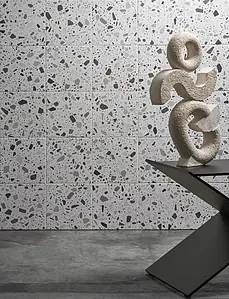 Basistegels, Effect terrazzo look, Kleur witte,veelkleurige kleur, Geglazuurde porseleinen steengoed, 18.6x18.6 cm, Oppervlak antislip