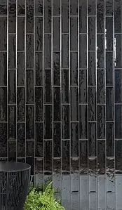 Piastrella di fondo, Effetto left_menu_crackleur ,metallo, Colore nero, Ceramica, 6.5x26.6 cm, Superficie lucida