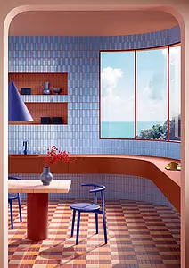 Background tile, Effect unicolor, Color red, Style designer, Glazed porcelain stoneware, 5x15 cm, Finish matte