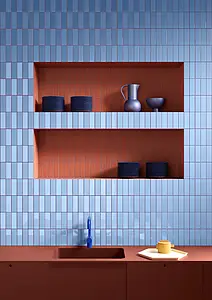 Background tile, Effect unicolor, Color sky blue, Style designer, Glazed porcelain stoneware, 5x15 cm, Finish matte