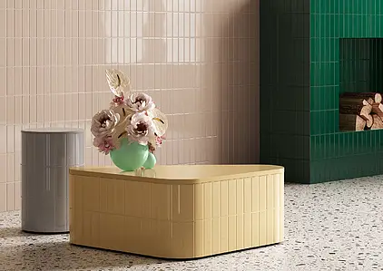 Effekt terrazzo, Farve hvid,med flere farver, Grundflise, Glaseret porcelænsstentøj, 18.6x18.6 cm, Overflade skridsikker