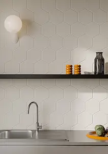 Background tile, Effect unicolor, Color white, Glazed porcelain stoneware, 15x17 cm, Finish matte