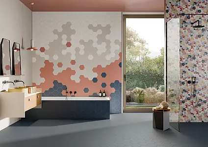 Bakgrundskakel, Färg flerfärgade, Glaserad granitkeramik, 15x17 cm, Yta matt