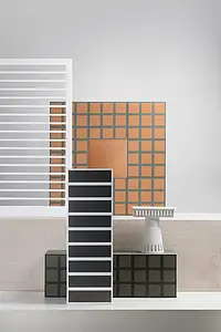 Background tile, Effect unicolor, Color orange, Glazed porcelain stoneware, 18.6x18.6 cm, Finish matte