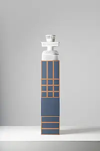 Background tile, Color navy blue,orange, Glazed porcelain stoneware, 18.6x18.6 cm, Finish matte