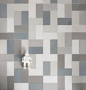 Background tile, Effect unicolor, Color grey, Ceramics, 13.2x26.6 cm, Finish glossy