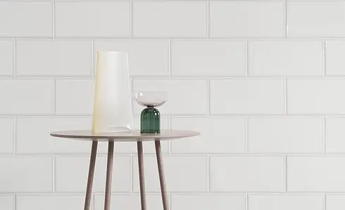 Background tile, Effect unicolor, Color white, Ceramics, 13.2x26.6 cm, Finish glossy