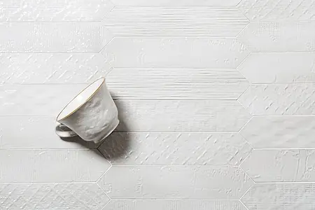 Bakgrunnsflis, Farge hvit, Stil patchwork, Keramikk, 6.5x33 cm, Overflate glanset