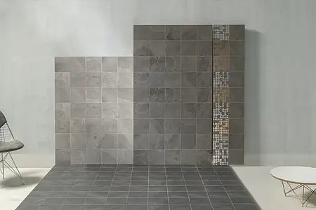 Background tile, Effect stone,slate, Color grey, Glazed porcelain stoneware, 20x20 cm, Finish matte