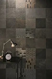 Bakgrundskakel, Textur betong, Färg svart, Glaserad granitkeramik, 20x20 cm, Yta halksäker