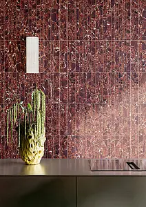 Background tile, Effect other marbles, Color red, Ceramics, 10x40 cm, Finish matte