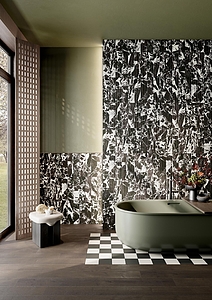 Background tile, Effect other marbles, Color black & white, Ceramics, 10x40 cm, Finish matte