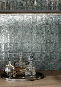 Background tile, Effect metal, Color grey, Glazed porcelain stoneware, 7x14 cm, Finish matte