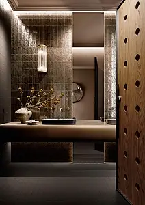 Background tile, Effect metal, Color brown, Glazed porcelain stoneware, 7x14 cm, Finish matte