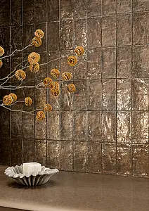 Background tile, Effect metal, Color brown, Glazed porcelain stoneware, 7x14 cm, Finish matte