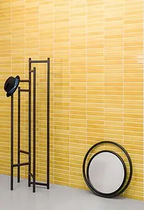 Background tile, Effect unicolor, Color yellow, Ceramics, 5x25 cm, Finish glossy