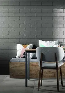 Background tile, Effect brick,unicolor, Color grey, Ceramics, 10x30 cm, Finish glossy