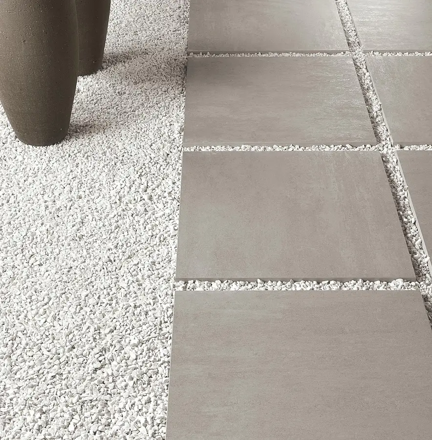 Background tile, Effect concrete, Color grey, Unglazed porcelain stoneware, 60x60 cm, Finish antislip