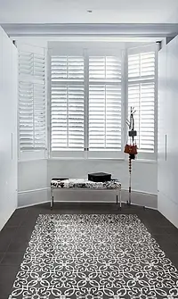 Grundflise, Effekt marokkanske fliser, Farve sort-hvid, Glaseret porcelænsstentøj, 20x20 cm, Overflade skridsikker