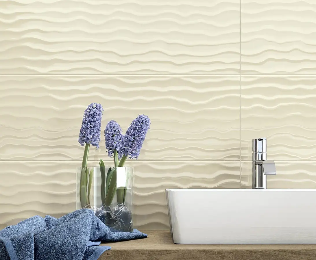 Background tile, Color beige, Ceramics, 25x76 cm, Finish glossy