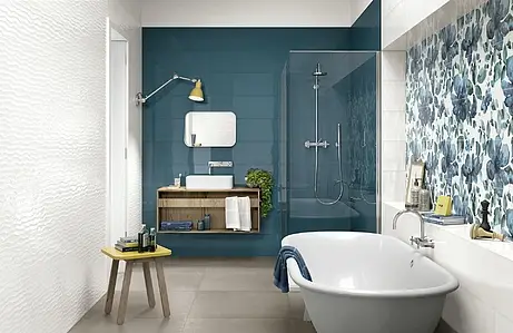 Background tile, Effect unicolor, Color navy blue, Ceramics, 25x76 cm, Finish glossy