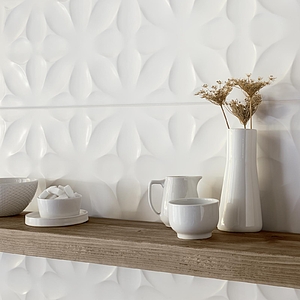 Background tile, Effect unicolor, Color white, Ceramics, 25x76 cm, Finish matte