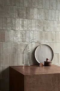 Background tile, Color beige, Style zellige, Glazed porcelain stoneware, 5x15 cm, Finish glossy