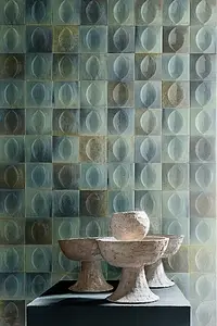 Background tile, Color navy blue, Style zellige, Glazed porcelain stoneware, 10x10 cm, Finish glossy