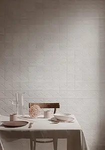 Background tile, Color white, Style zellige, Glazed porcelain stoneware, 10x10 cm, Finish glossy