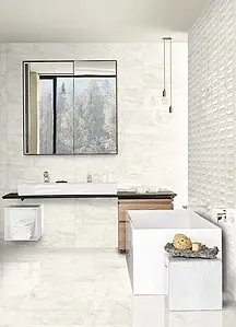 Background tile, Effect stone,calacatta, Color white, Ceramics, 30x90 cm, Finish glossy