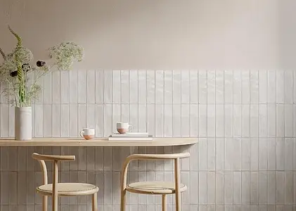 Background tile, Color white, Style zellige, Glazed porcelain stoneware, 6x24 cm, Finish glossy