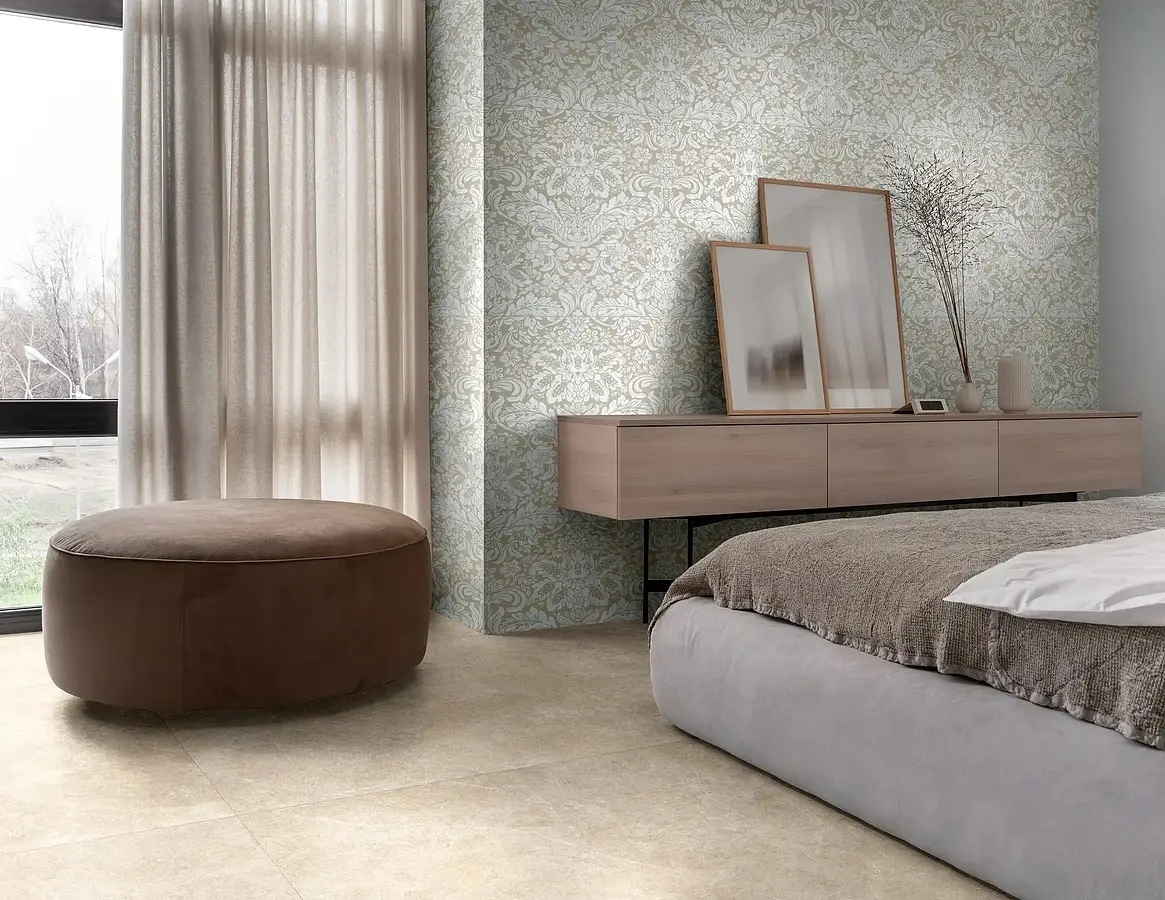 Background tile, Effect other stones, Color beige, Unglazed porcelain stoneware, 120x120 cm, Finish antislip