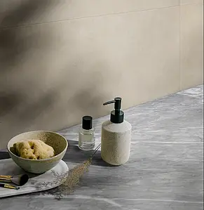 Piastrella di fondo, Effetto cemento, Colore beige,grigio, Ceramica, 40x120 cm, Superficie opaca