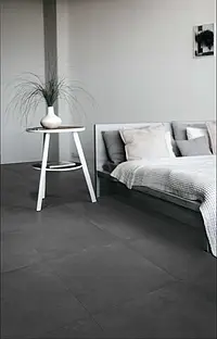 Grundflise, Effekt harpiks, Farve sort, Glaseret porcelænsstentøj, 75x75 cm, Overflade skridsikker