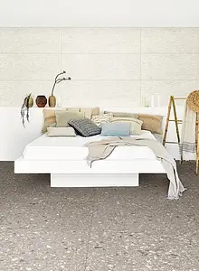 Effect terrazzo look, Kleur grijze, Basistegels, Ongeglazuurd porseleinen steengoed, 75x75 cm, Oppervlak antislip 