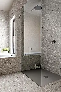 Bakgrundskakel, Textur cementmosaik, Färg grå, Oglaserad granitkeramik, 60x60 cm, Yta halksäker